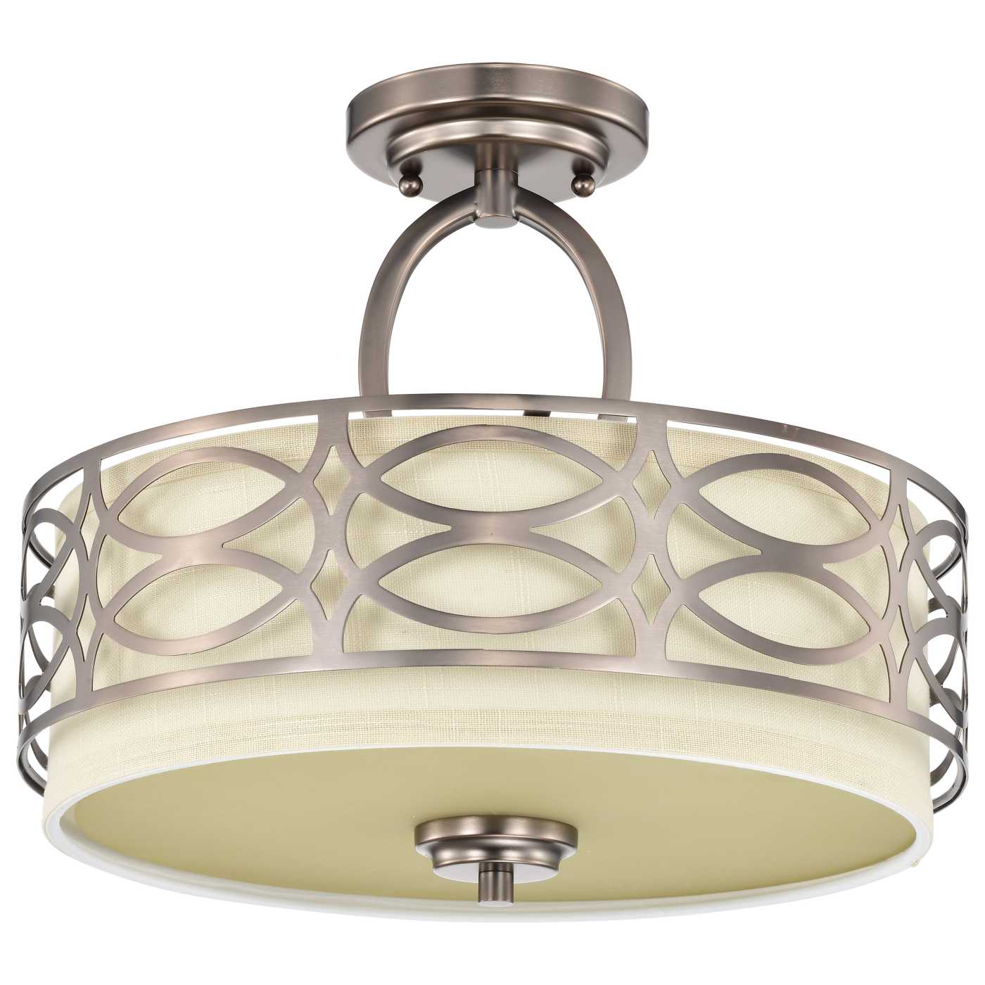 SATCO - Harlow 3 Light Semi-flush fixture w/ Khaki Fabric