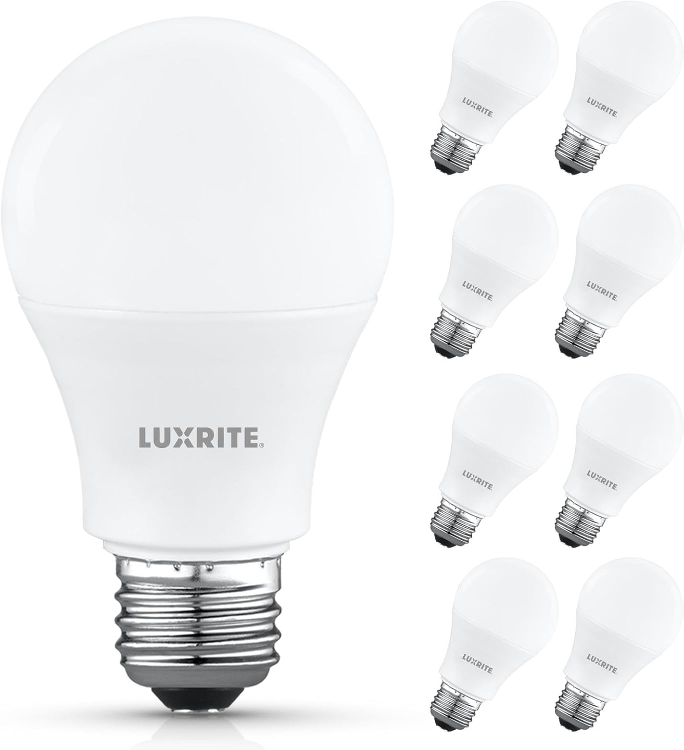 Luxrite - A19 9.5W Light Bulb - 8 PACK
